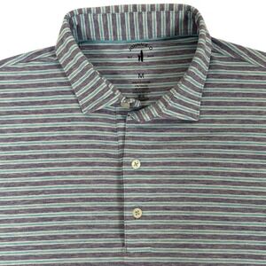 Johnnie O Carlos Polo Shirt Mens M Blue Striped Top Shelf Harborside Chicago